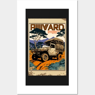 Safari pick up truck in the wild with big load Posters and Art